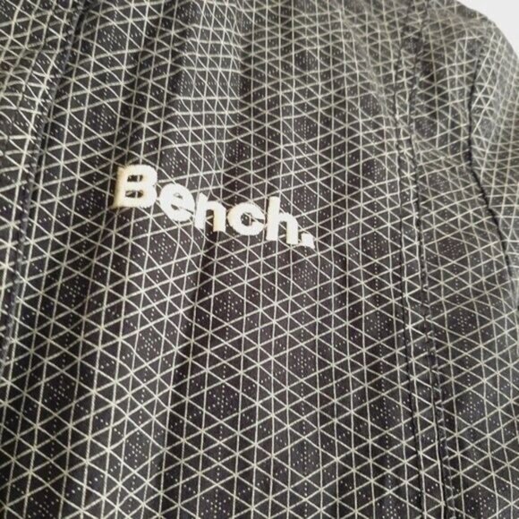 BENCH BBQ Cotton Light Jacket Full Zip w/ Hoodie Geo Pattern Black & Green Sz S - Picture 7 of 9